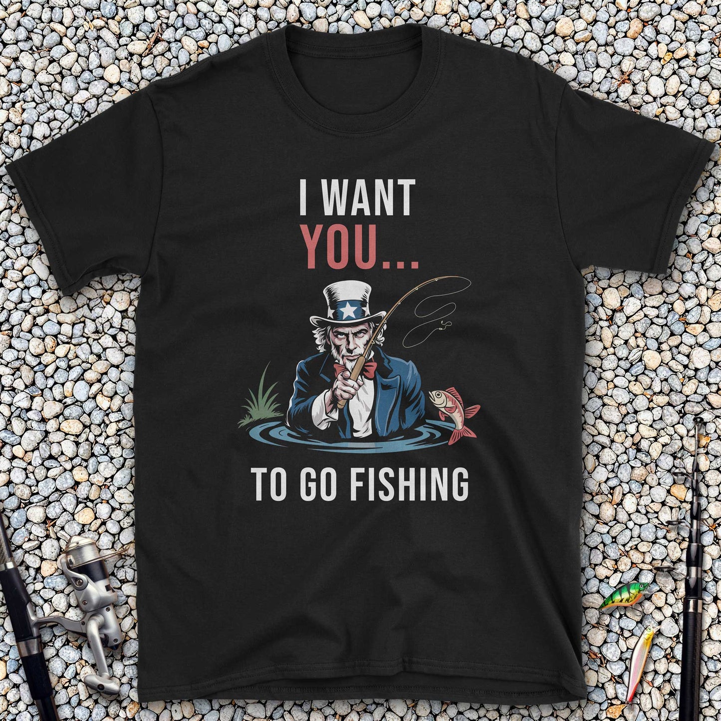 Fishing Enthusiast Unisex Softstyle T-Shirt - 'I Want You to Go Fishing' Design