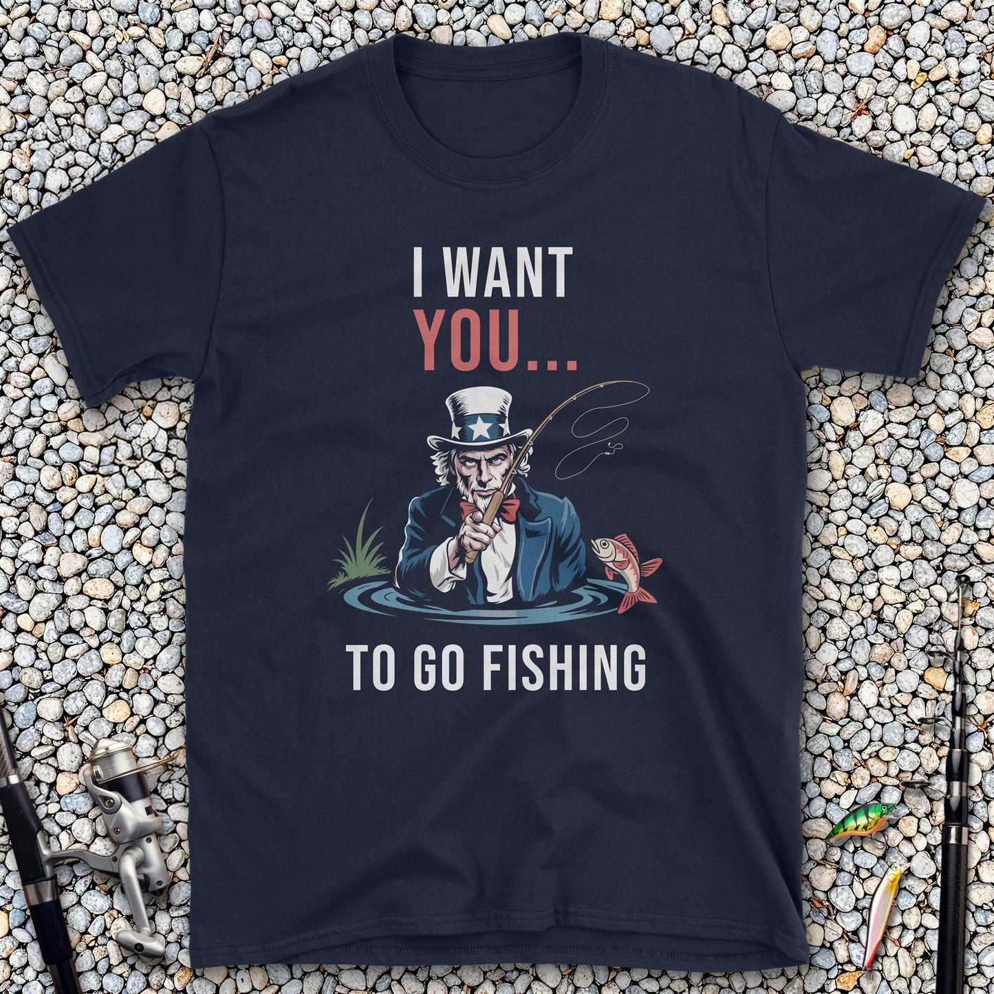 Fishing Enthusiast Unisex Softstyle T-Shirt - 'I Want You to Go Fishing' Design