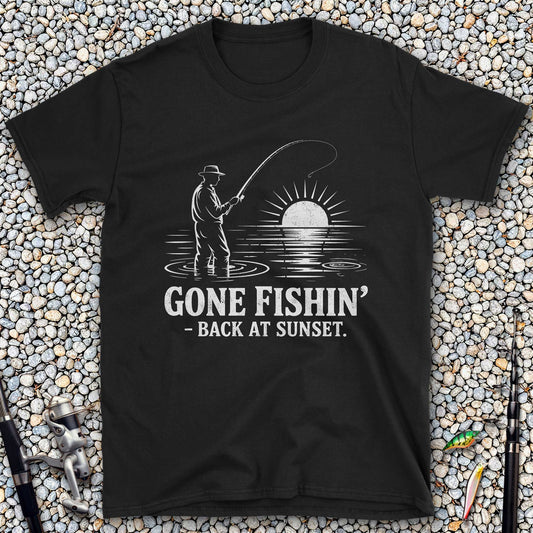 Gone Fishin' Back at Sunset T-Shirt