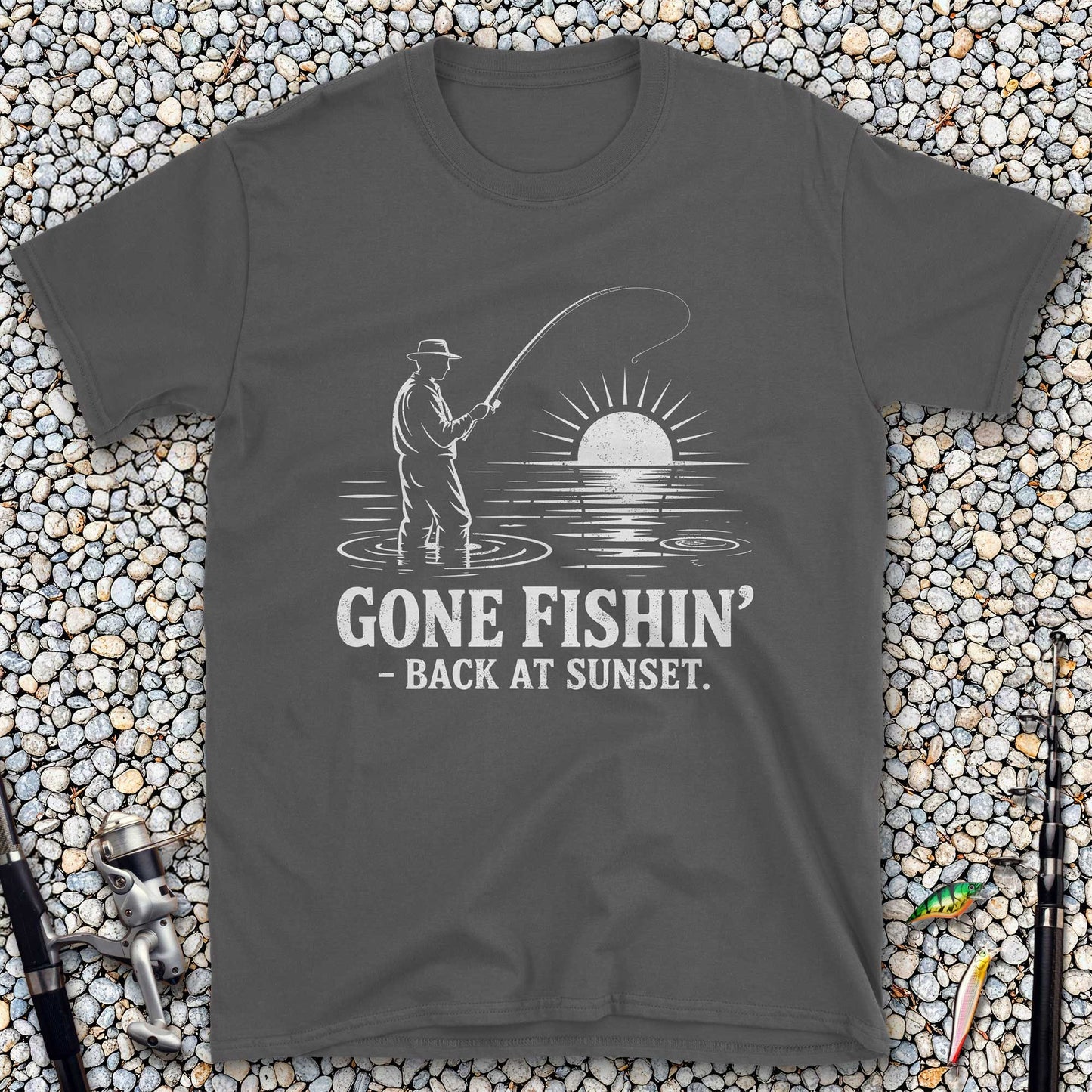 Gone Fishin' Back at Sunset T-Shirt