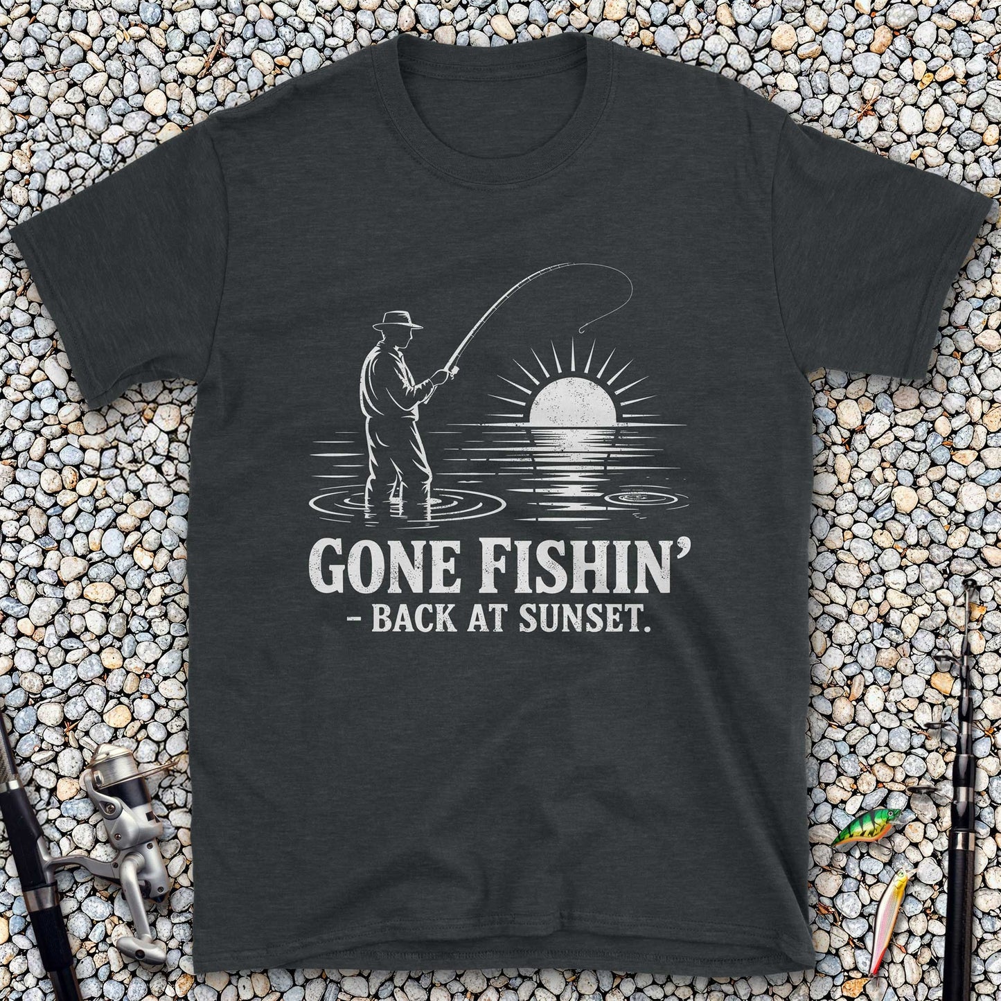 Gone Fishin' Back at Sunset T-Shirt