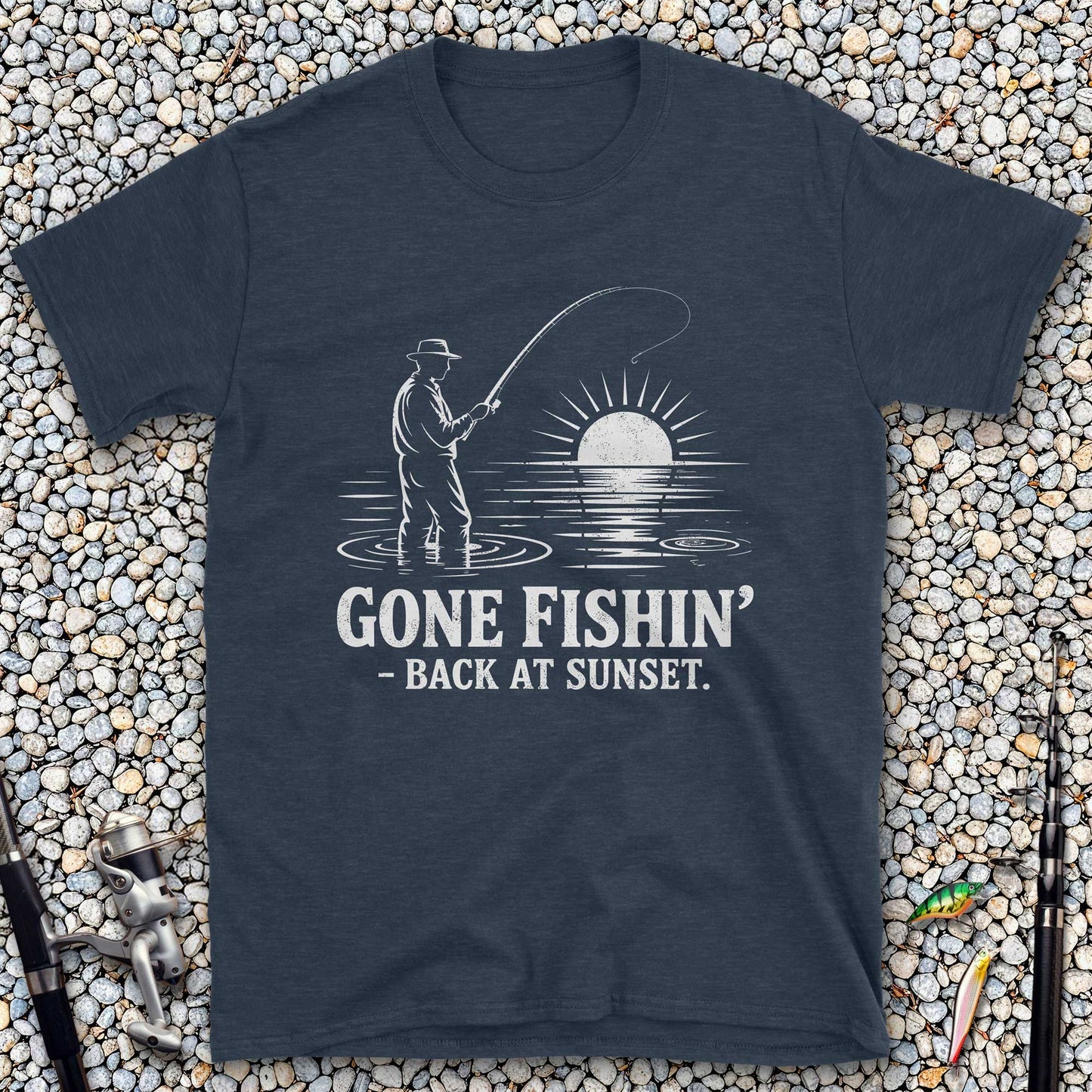 Gone Fishin' Back at Sunset T-Shirt