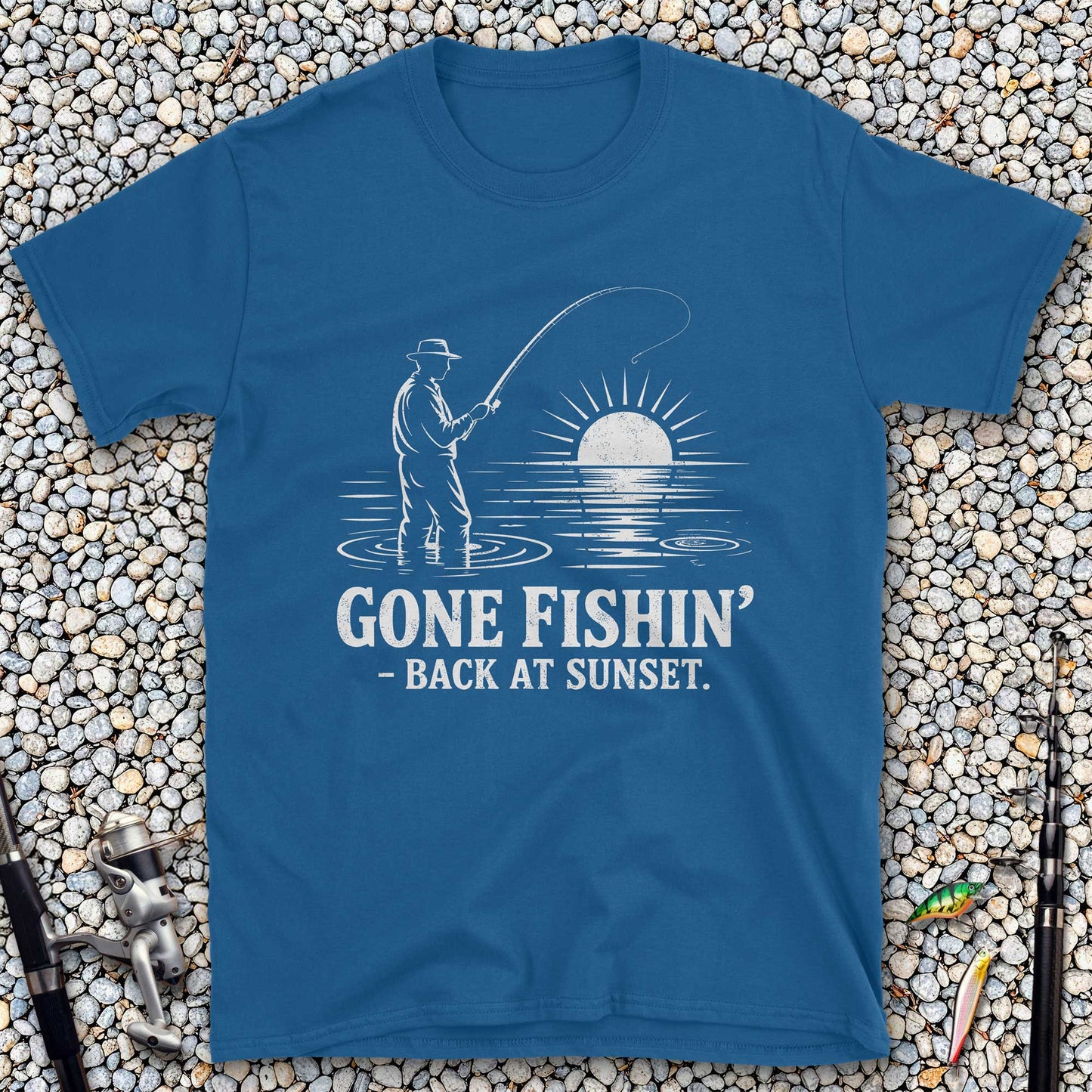 Gone Fishin' Back at Sunset T-Shirt